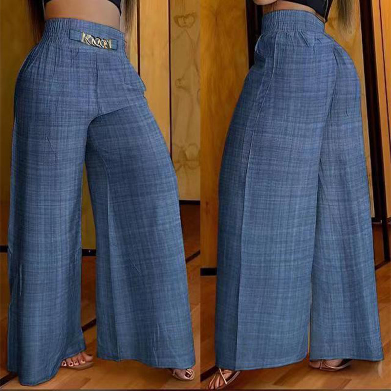 Pantalon large taille haute sculptant Évelyne™ de Danoir Paris, vêtement blanc élégant pour femme.
