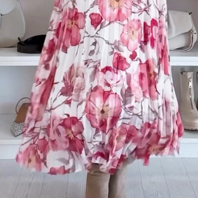 Ensemble floral d'été Williane de Danoir Paris, vêtement élégant avec motifs floraux roses pour femmes.