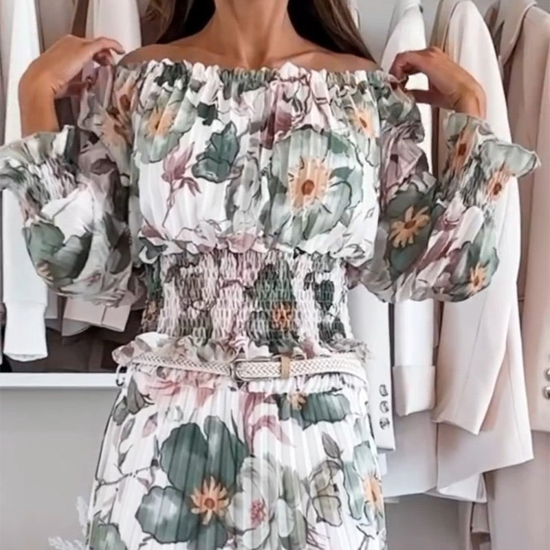 Ensemble floral d'été Williane de Danoir Paris, vêtement élégant avec motif rose, parfait pour la saison estivale.