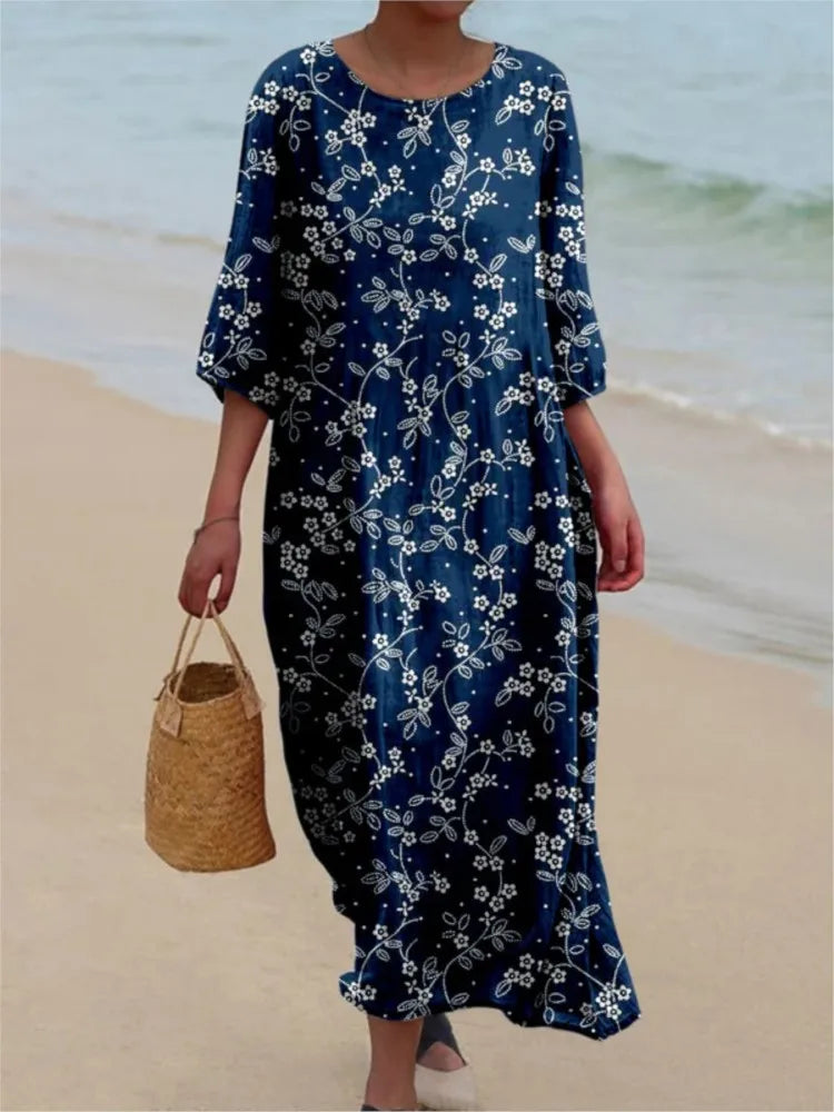 Robe vintage à fleurs Esme de Danoir Paris, tissu crème avec motif floral, style élégant et féminin.
