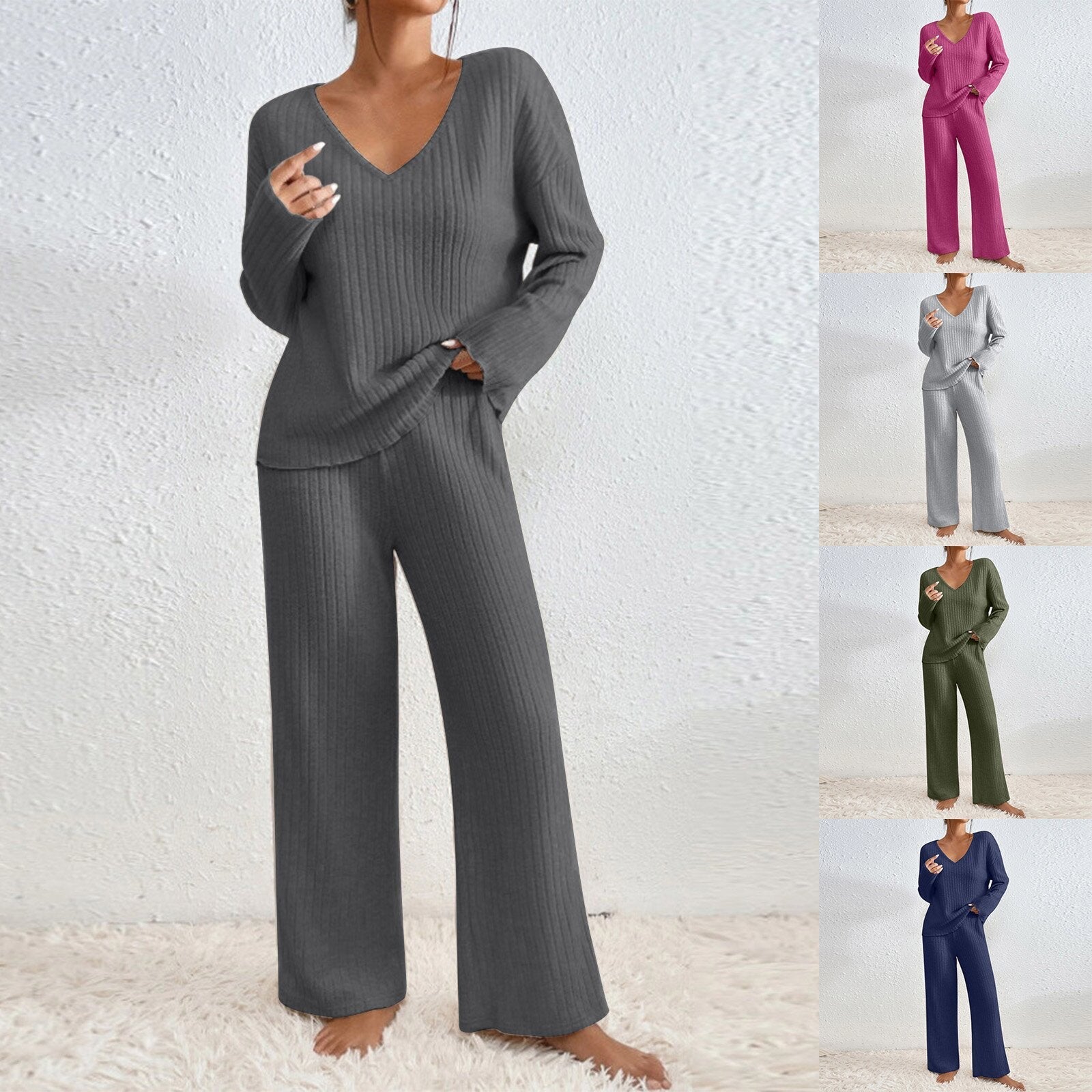 Ensemble décontracté Émilie pour femme de Danoir Paris, tricot vert confortable et chic, porté sur un mannequin.