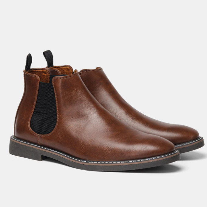 Chaussures Chelsea Danoir Paris™ en cuir marron foncé, bottines élégantes pour femme, pointure 40, vue de côté