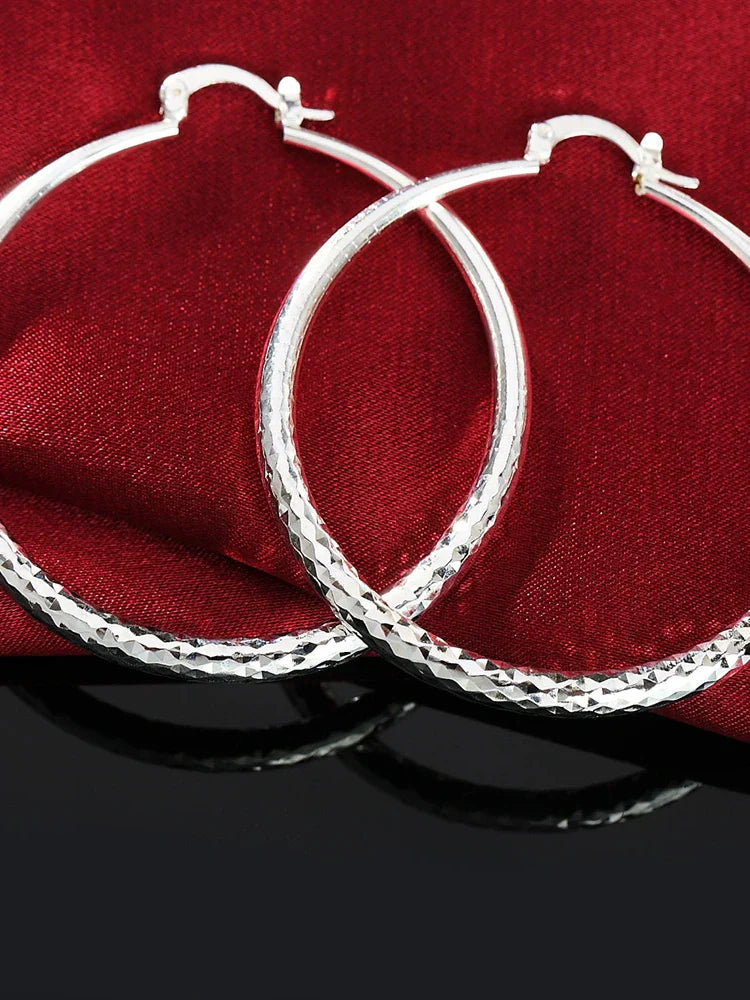 Boucles d'oreilles en argent sterling Danoir Paris, élégantes et brillantes, visibles en détail sur cette image.