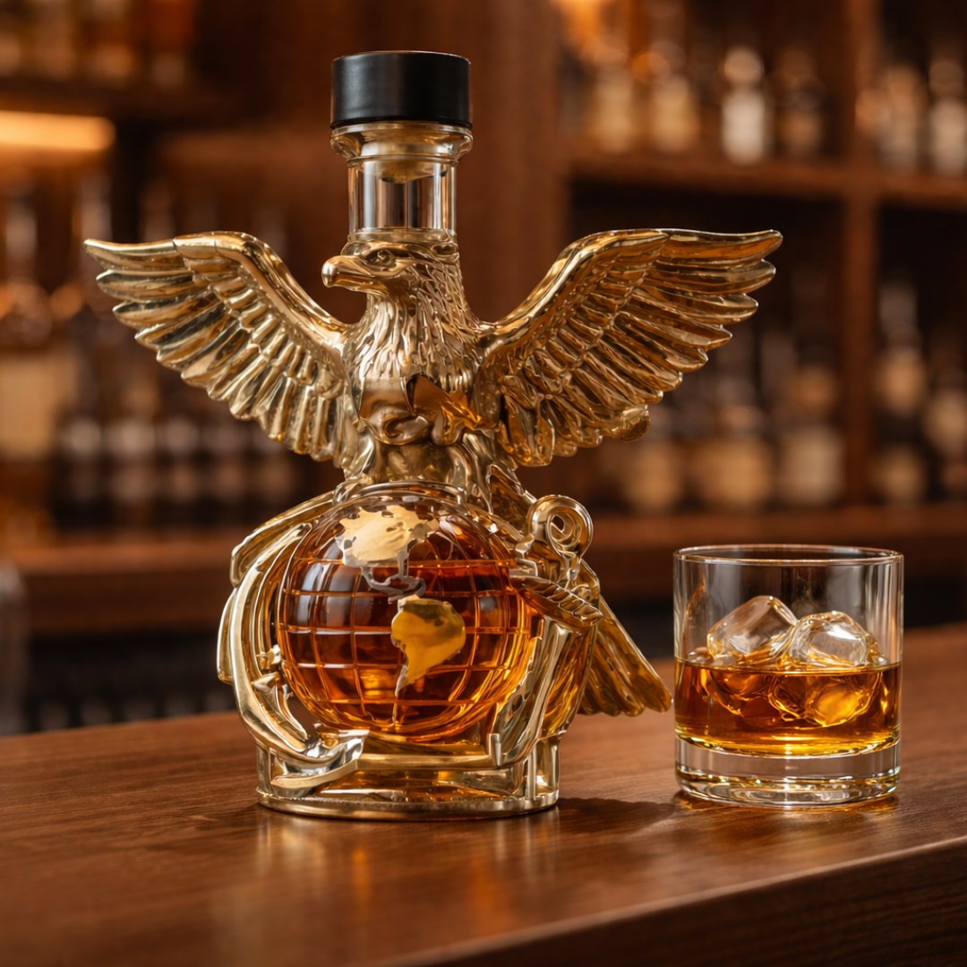 Carafe à whisky Danoir Paris Édition Aquila en verre transparent avec bouchon en liège, élégante et design moderne.