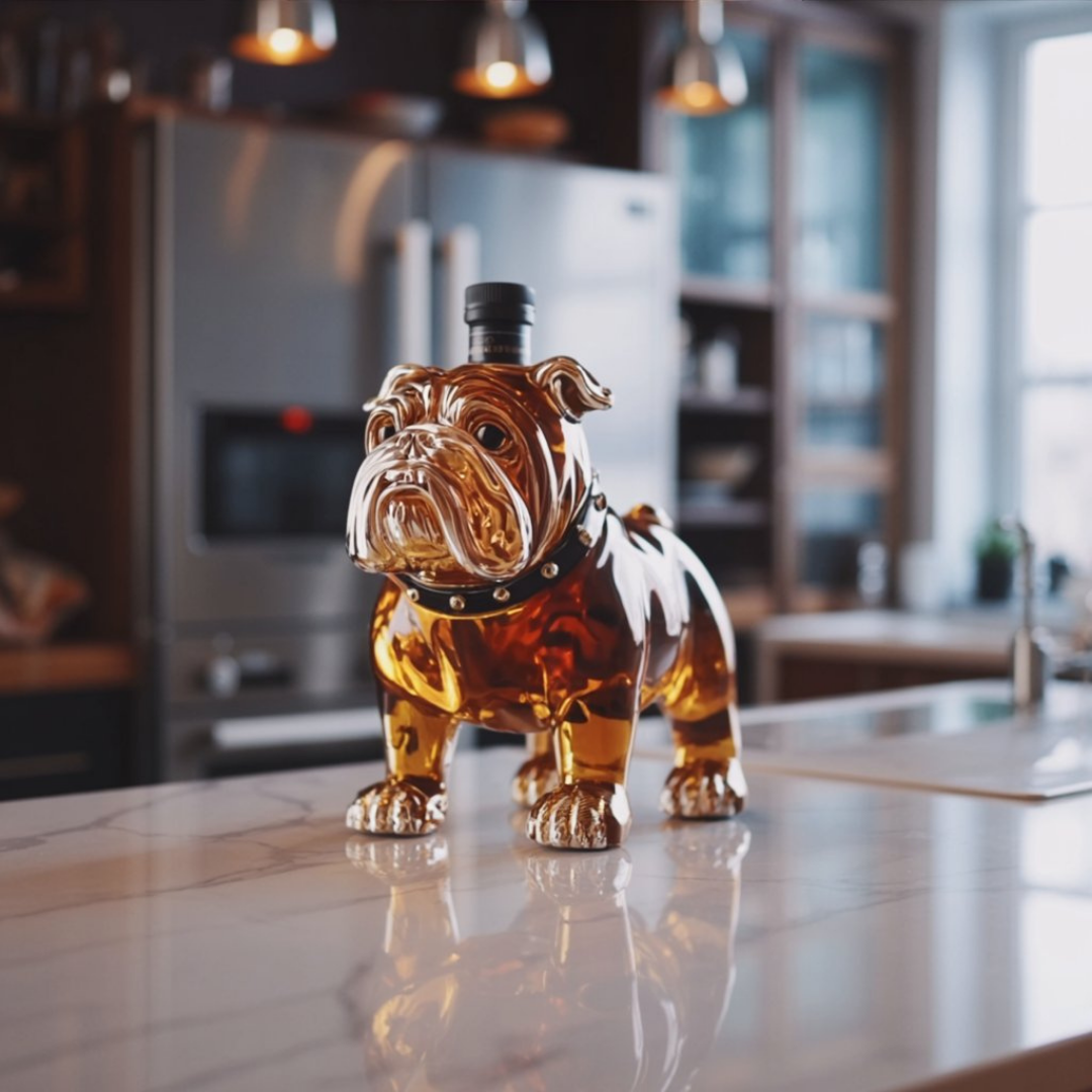 Carafe à whisky Danoir Paris Édition Bulldog en verre élégant avec motif Bulldog, idéale pour servir le whisky avec style.