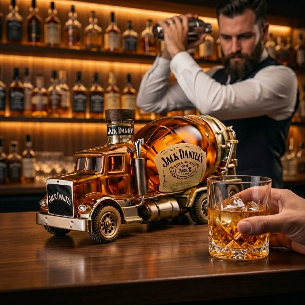 Carafe à whisky Danoir Paris Édition Camion avec design élégant en verre transparent sur fond blanc.