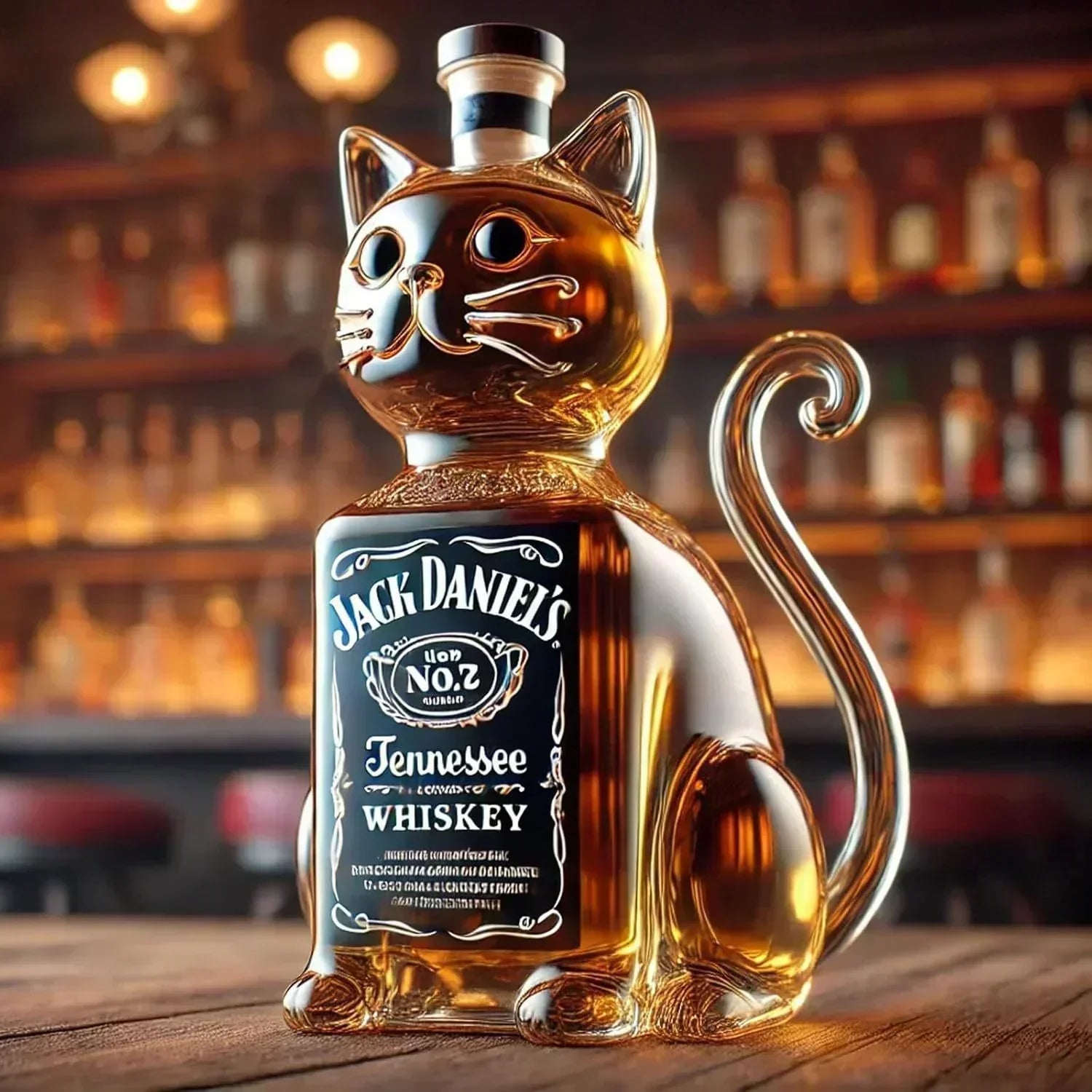 Carafe à whisky Danoir Paris Édition Chat en verre avec motif de chat, design élégant pour la dégustation de whisky.