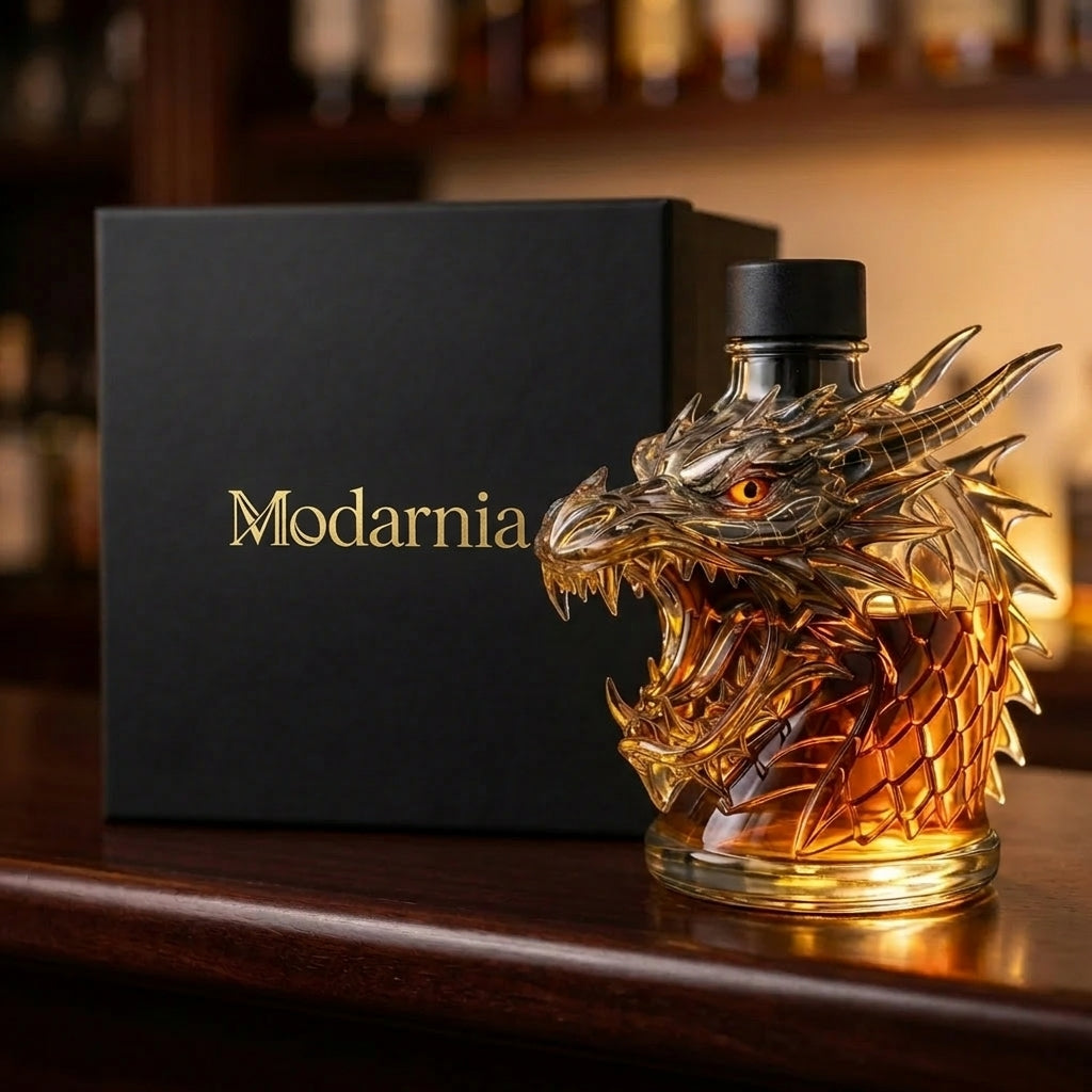 Carafe à whisky Danoir Paris Édition Dragon en verre avec motif dragon, pour servir le whisky avec élégance.