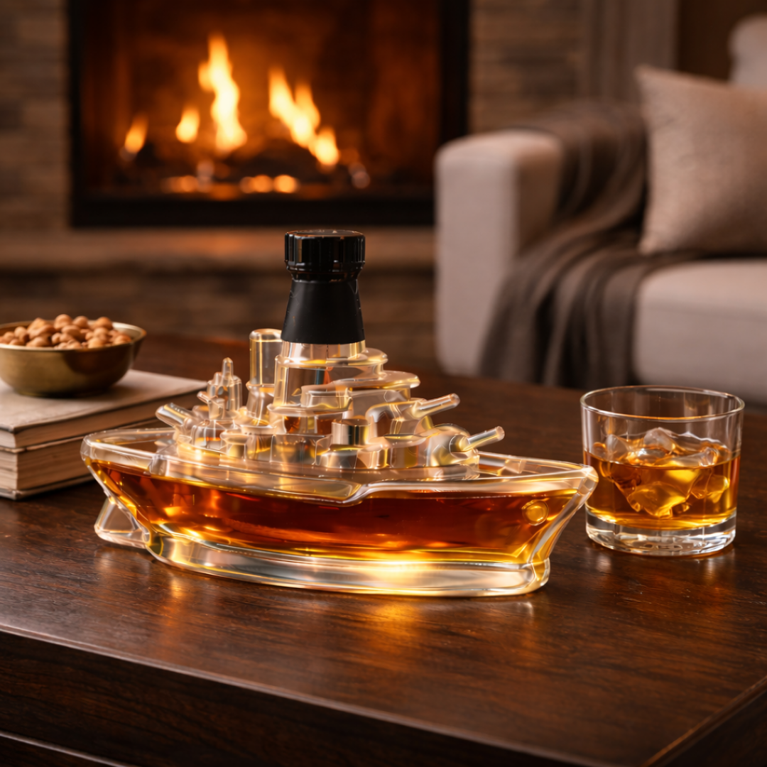 Carafe à whisky Danoir Paris Édition Marine en verre transparent avec bouchon élégante pour servir le whisky.