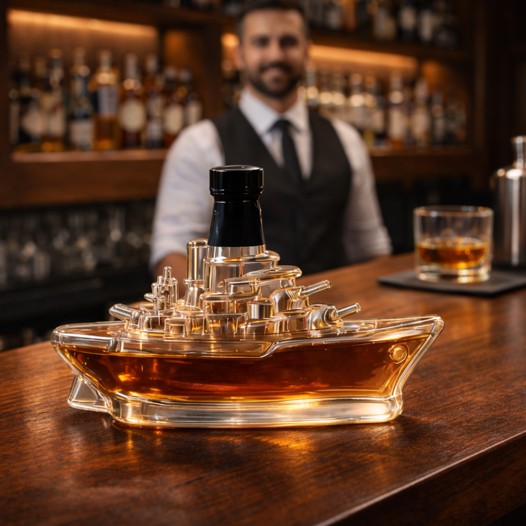 Carafe à whisky Danoir Paris Édition Marine en verre with gravure maritime, élégante pour servir le whisky.