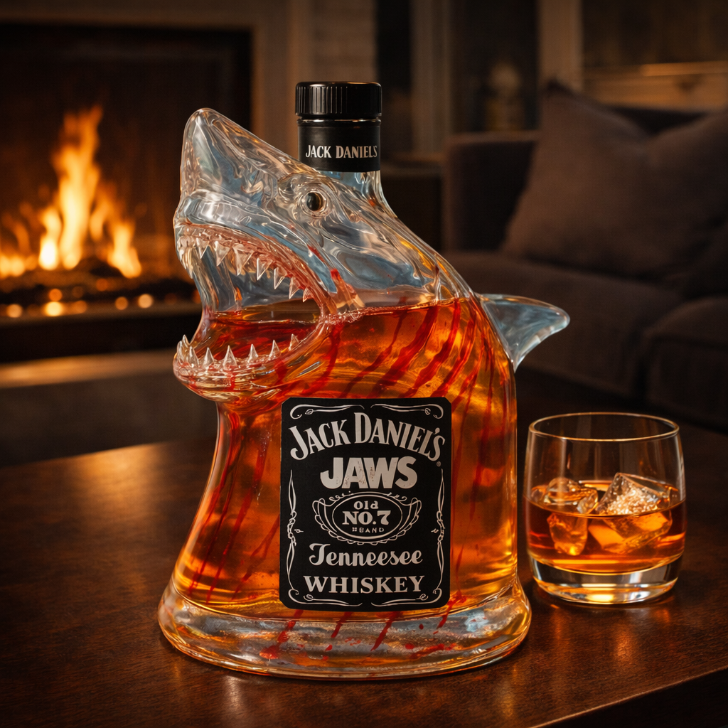 Carafe à whisky Danoir Paris, édition Requin en verre transparent avec logo, design élégant pour servir le whisky.