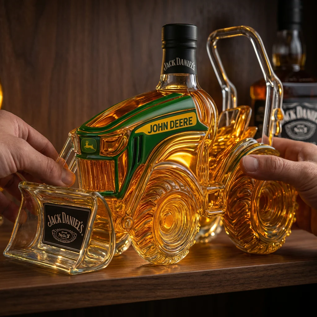 Carafe à whisky Danoir Paris Édition Traktor en verre avec design moderne et bouchon en liège, pour servir le whisky avec style.