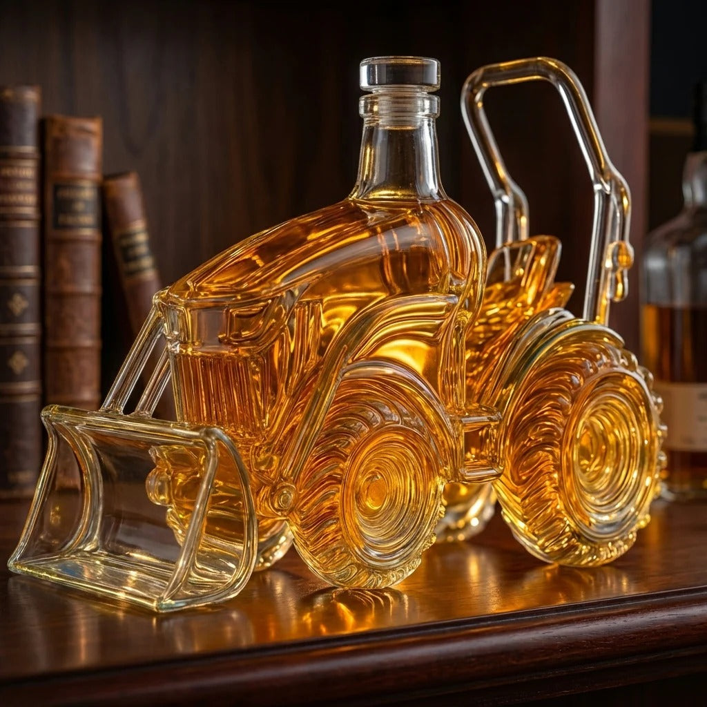 Carafe à whisky Danoir Paris Édition Traktor en verre transparent avec design moderne pour servir le whisky.
