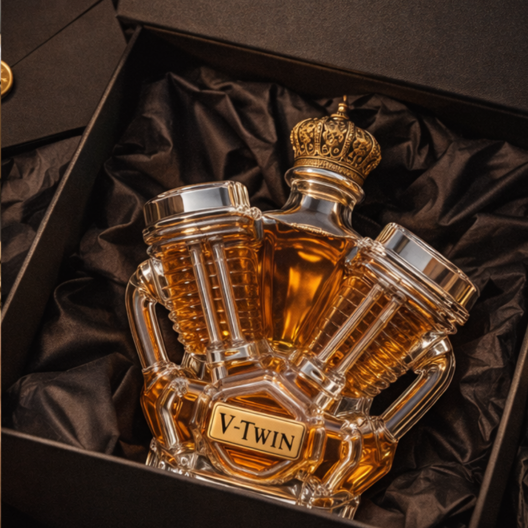 Carafe à whisky Danoir Paris Édition V8 en verre clair avec bouchon élégant, idéale pour servir et présenter le whisky.
