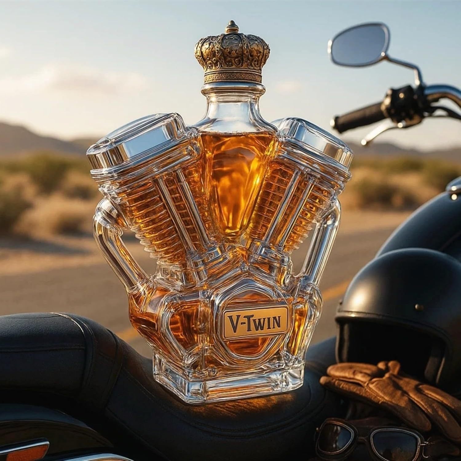 Carafe à whisky Danoir Paris Édition V8 en verre avec bouchon, élégante et moderne pour servir le whisky.