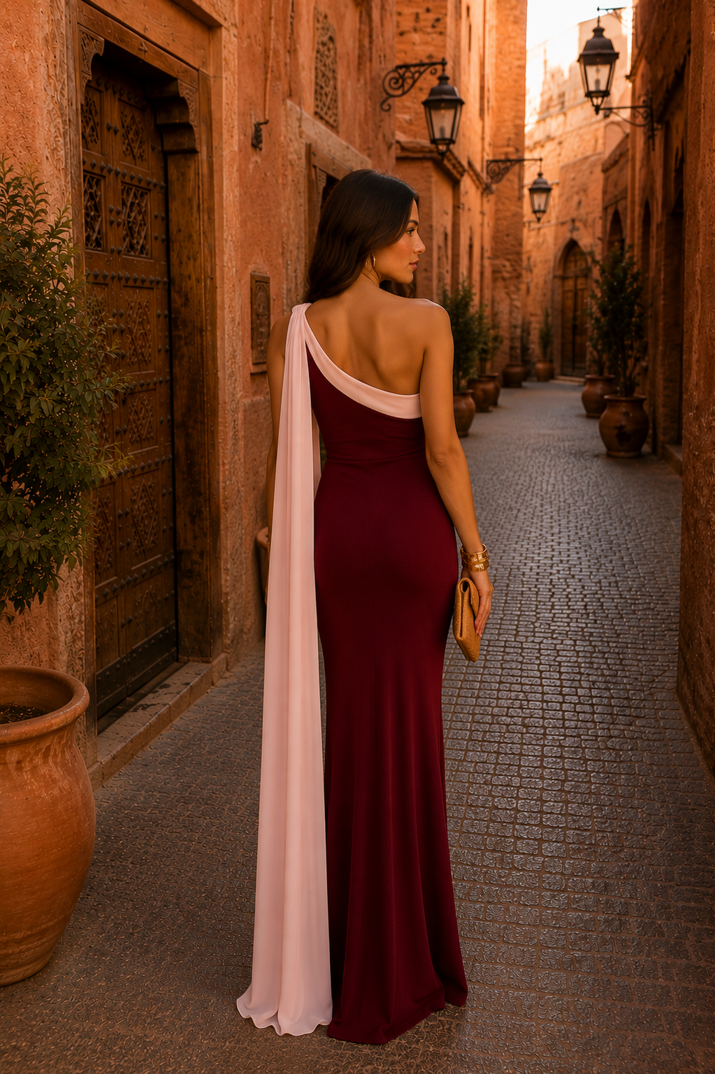 Robe Vivian Danoir Paris en tissu bordeaux, élégante et fluide, avec détails sophistiqués pour un style chic et féminin.