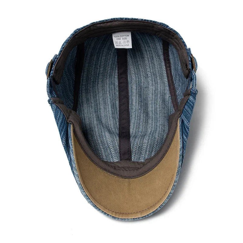 Casquette pour hommes Danoir Paris Bloom™ en tissu bleu marine, style élégant et moderne, vue en gros plan.