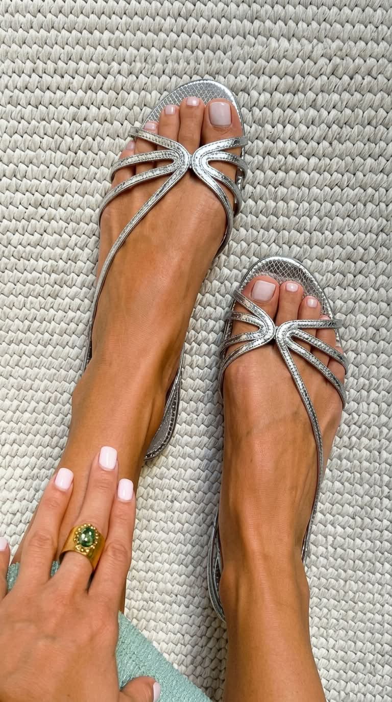 Sandales dorées Ginevra de Danoir Paris, élégance estivale avec bride fine et semelle en cuir, pour un look chic et léger.
