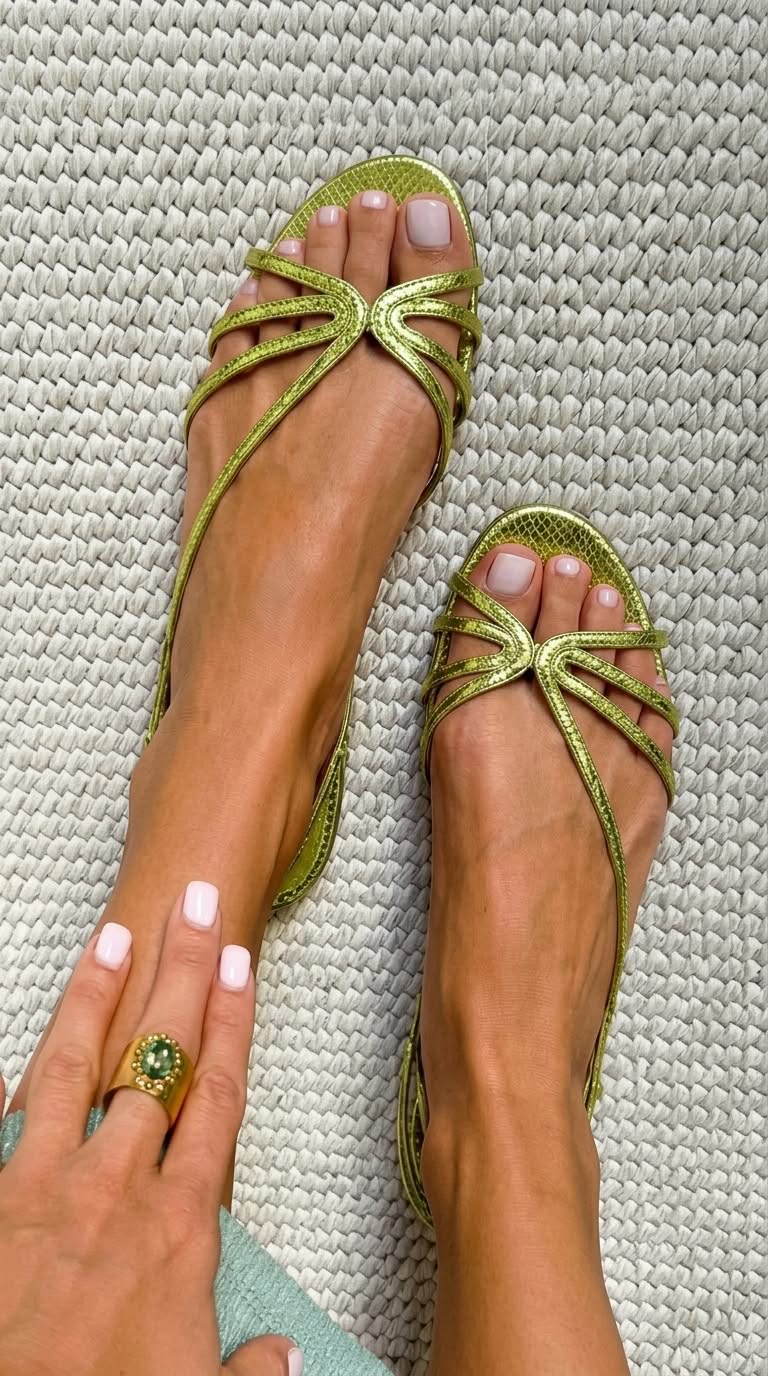 Sandales dorées Ginevra de Danoir Paris, élégance estivale avec brides fines et semelle confortable, vues de côté.