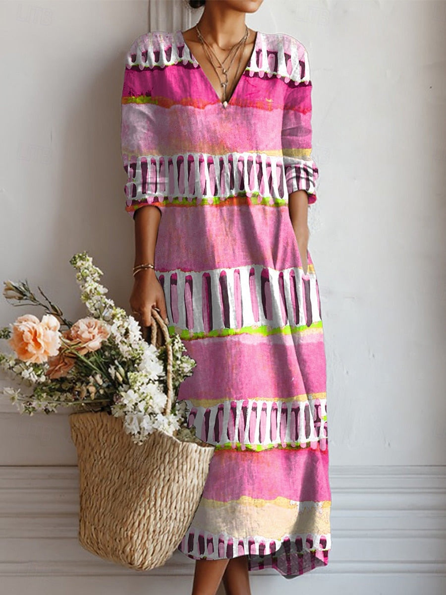 Robe de confort quotidien Corrie™ de Danoir Paris, robe multicolore en tissu doux, idéale pour un style décontracté et confortable.