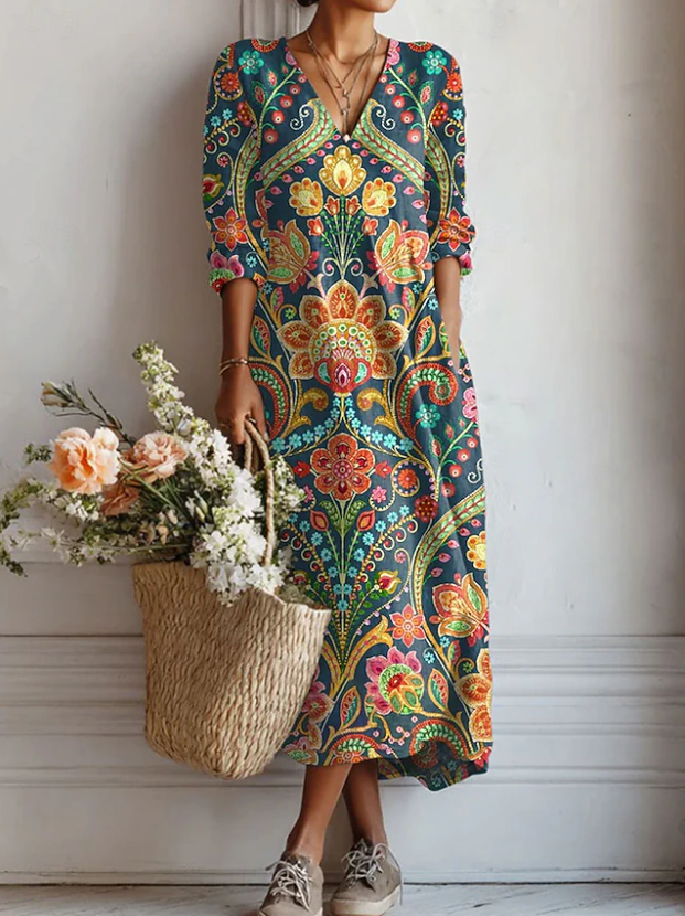 Robe de confort quotidien Lies™ de Danoir Paris, multicolore, en tissu léger pour un style décontracté.