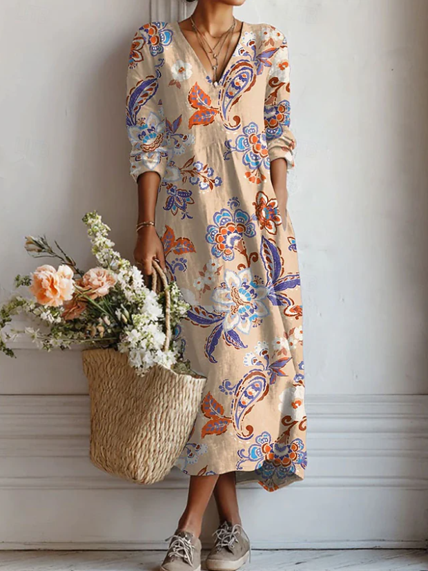 Robe de confort quotidien Reven™ de Danoir Paris, robe multicolore en tissu doux, idéale pour un style décontracté.