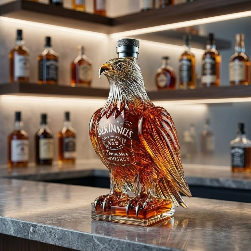 Carafe à whisky Danoir Paris Édition Aigle en verre, avec motif d'aigle gravé, pour servir élégamment le whisky.