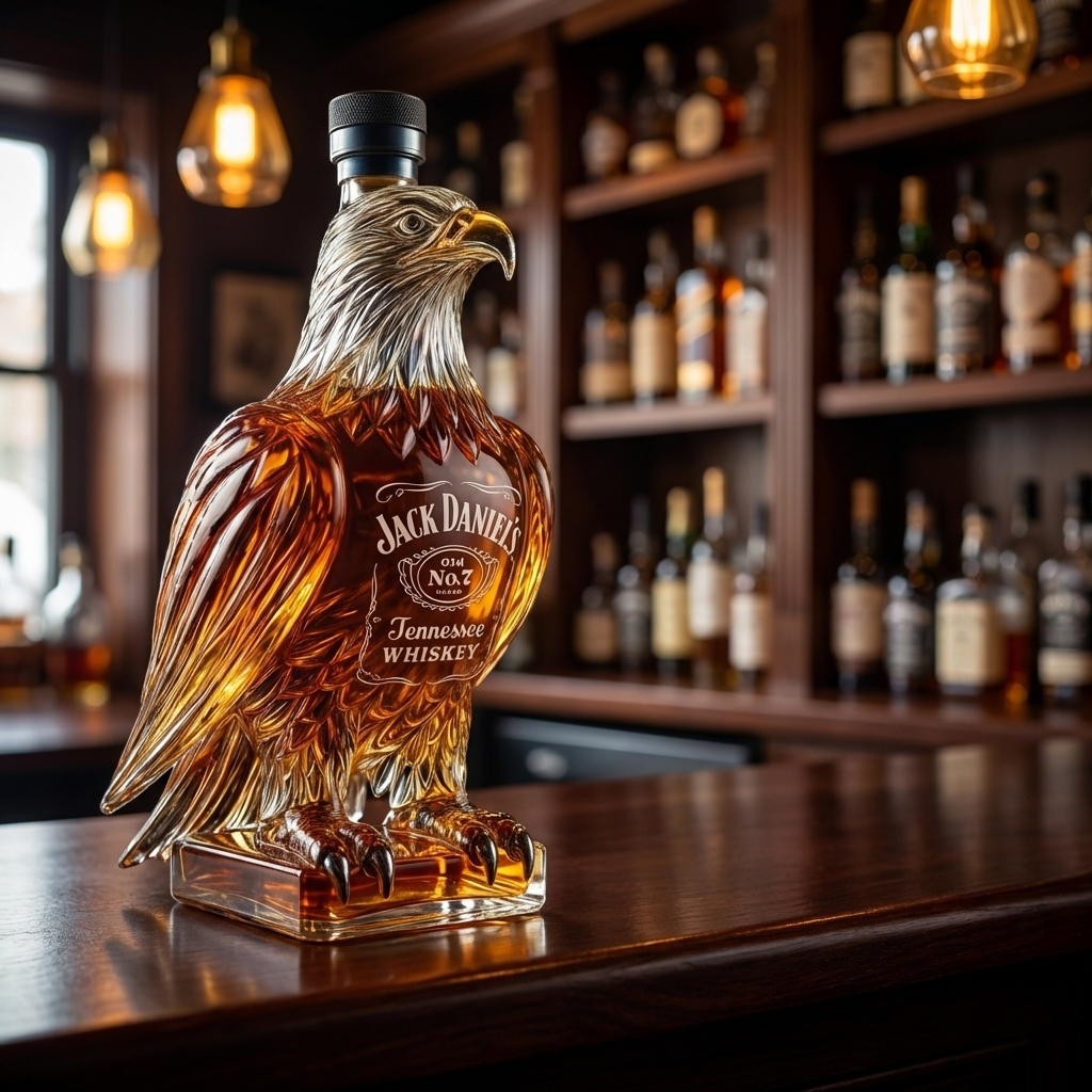 Carafe à whisky Danoir Paris Édition Aigle en verre transparent avec bouchon, design élégant pour servir le whisky