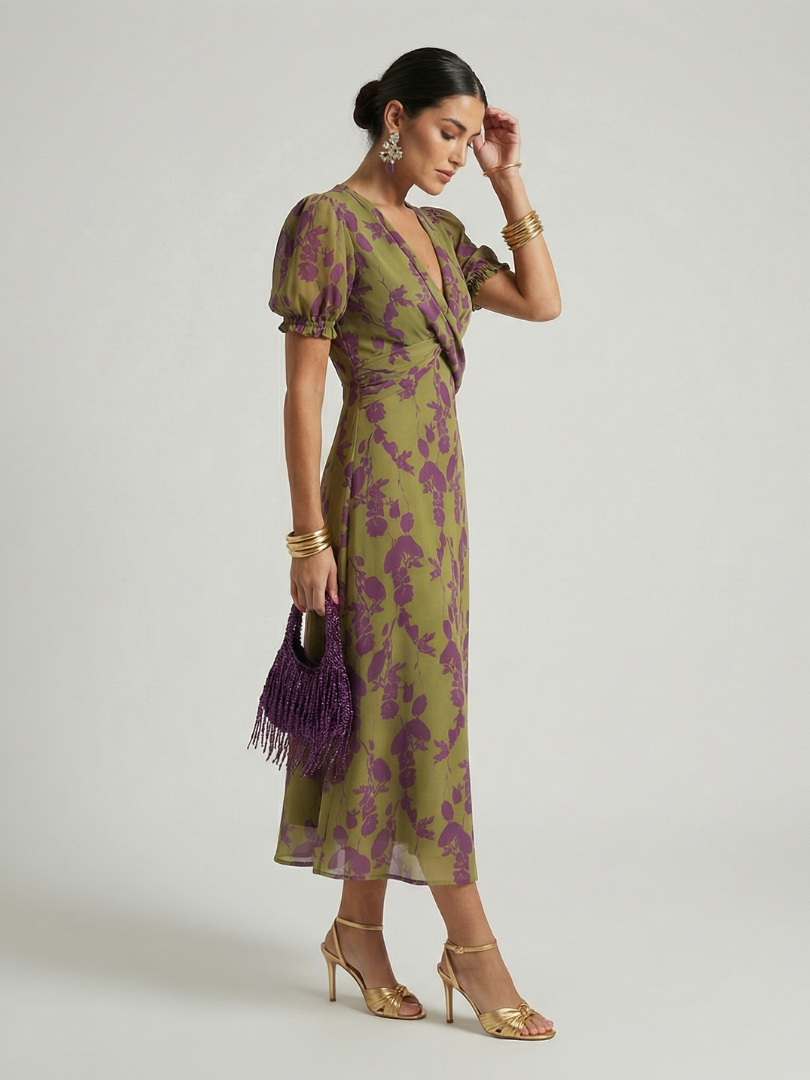 Robe midi florale décontractée Virel de Danoir Paris, tissu léger et imprimé floral, parfaite pour un style élégant et confortable.