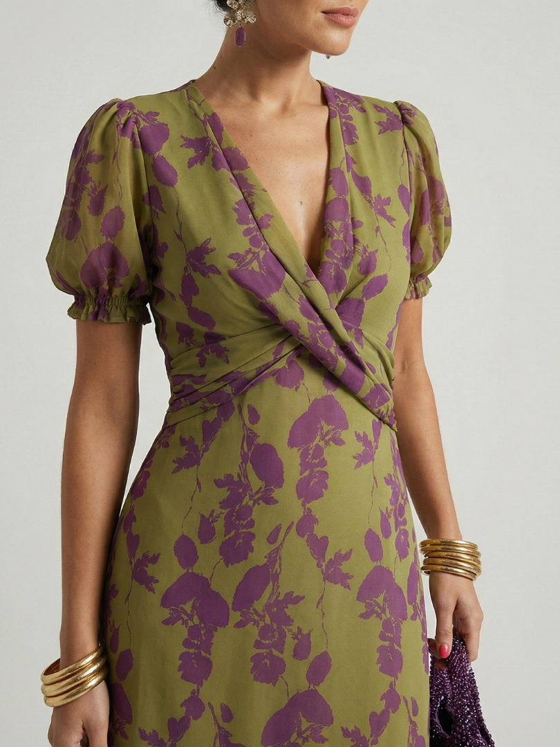 Robe midi florale décontractée Virel de Danoir Paris, tissu léger avec motif floral pour un style élégant et confortable.