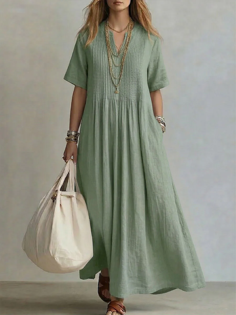 Robe Danoir Paris Sofia en rose, confort quotidien, tissu doux et ample pour un look décontracté et élégant.