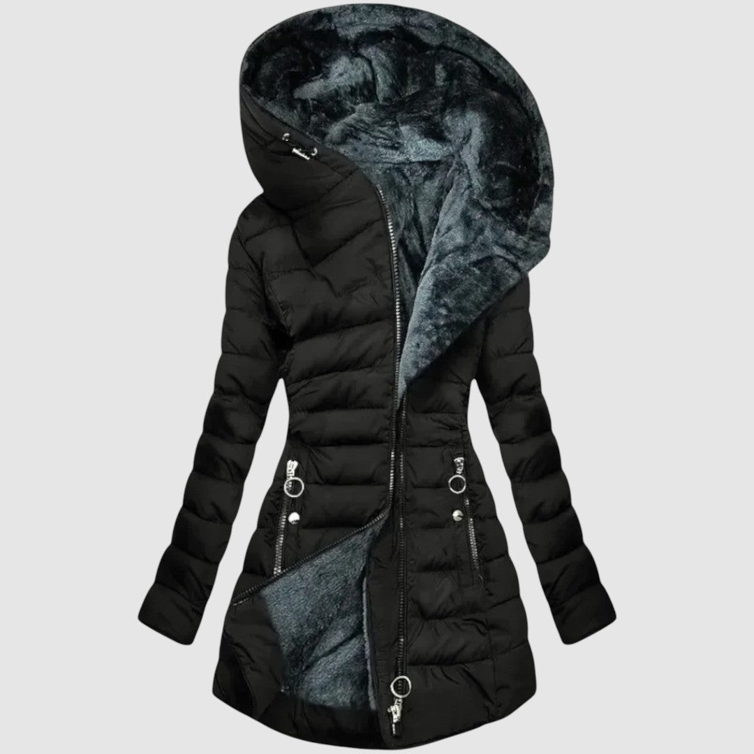 Veste en fausse fourrure Danoir Paris Dahlberg™ Bekväm, couleur vert clair, détail de la texture douce et chaude.