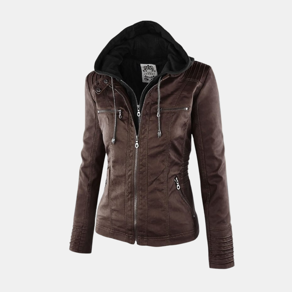 Veste chic élégante Danoir Paris Carmen en brun clair, coupe sophistiquée, pour un look élégant et tendance.