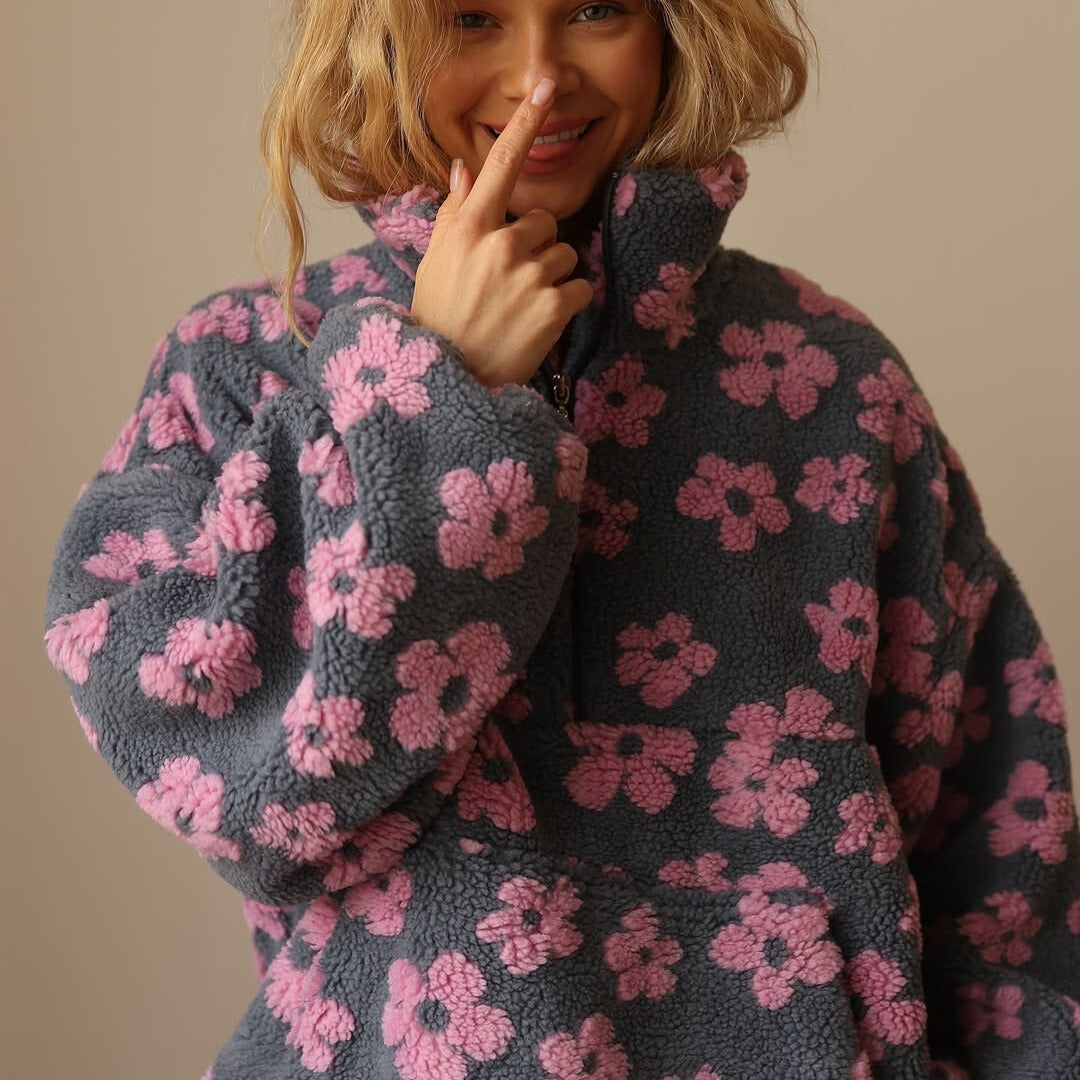Fleece douce Daisy de Danoir Paris en jaune, style boho, avec motif floral, confortable et tendance.