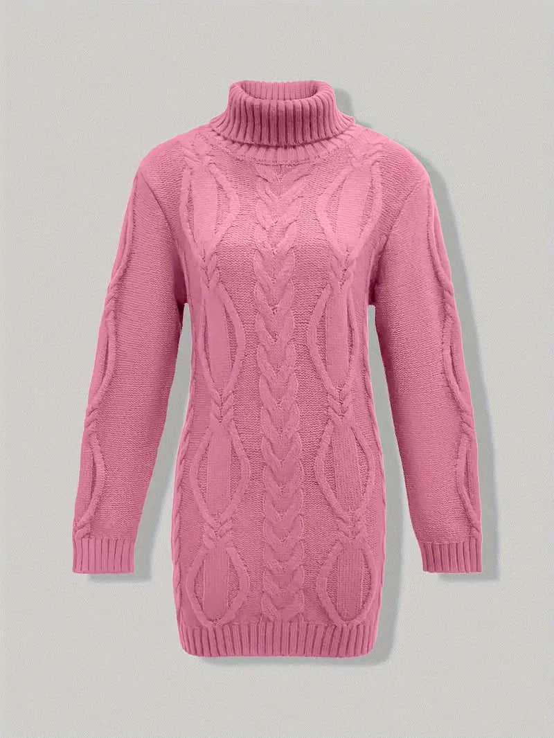 Robe turtleneck élégante Narda de Danoir Paris, couleur cramoisie, taille XS, vue de face sur mannequin.