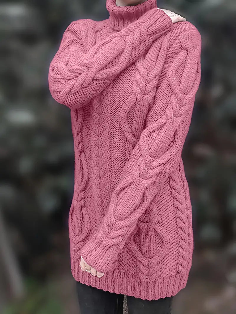 Robe turtleneck élégante Danoir Paris FR1031 en cramoisi, coupe ajustée, tissu fluide, parfaite pour une allure sophistiquée.