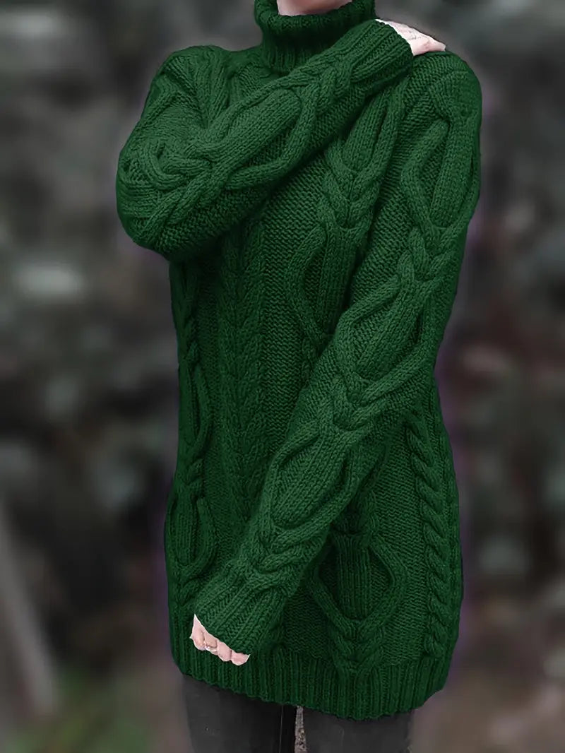 Robe turtleneck élégante Danoir Paris, modèle FR1031, couleur cramoisi, taille XS, vue de face sur mannequin.