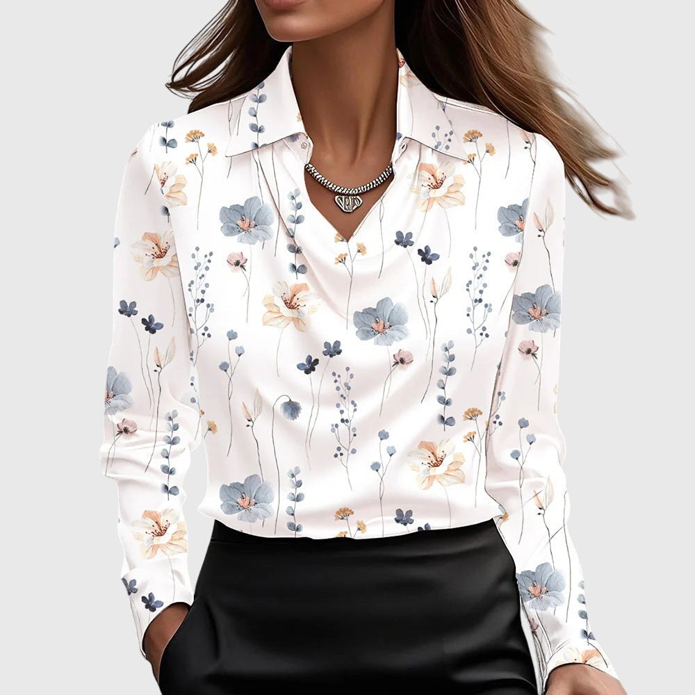 Blouse satinée élégante Brooklyn de Danoir Paris, coupe ajustée, couleur or, taille XS, vue de face.