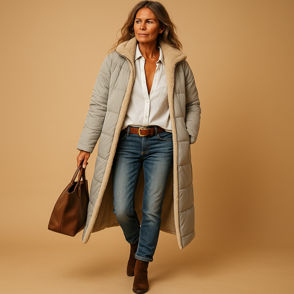 Manteau d'hiver chic noir Cassandra de Danoir Paris, style élégant et tendance, porté par un mannequin.