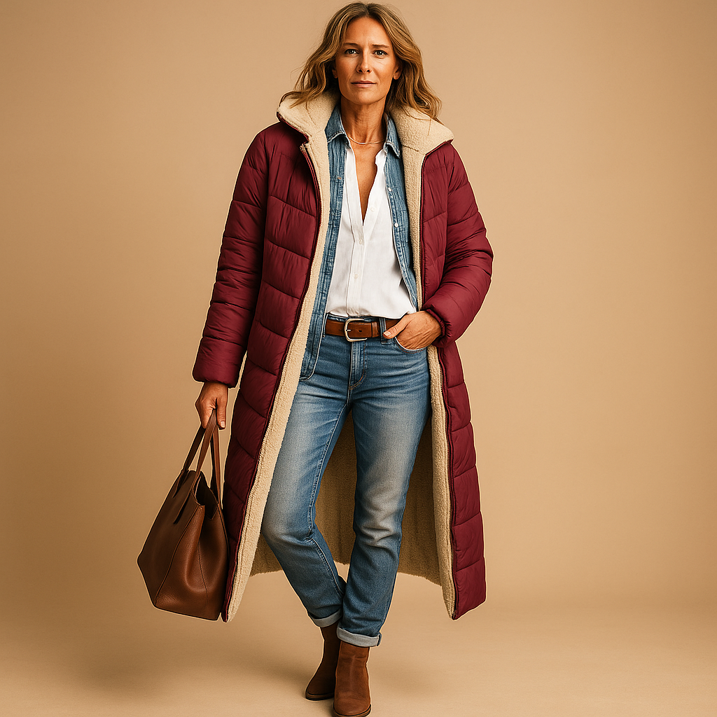 Manteau d'hiver chic Danoir Paris Cassandra en noir, coupe élégante et moderne, pour femmes.