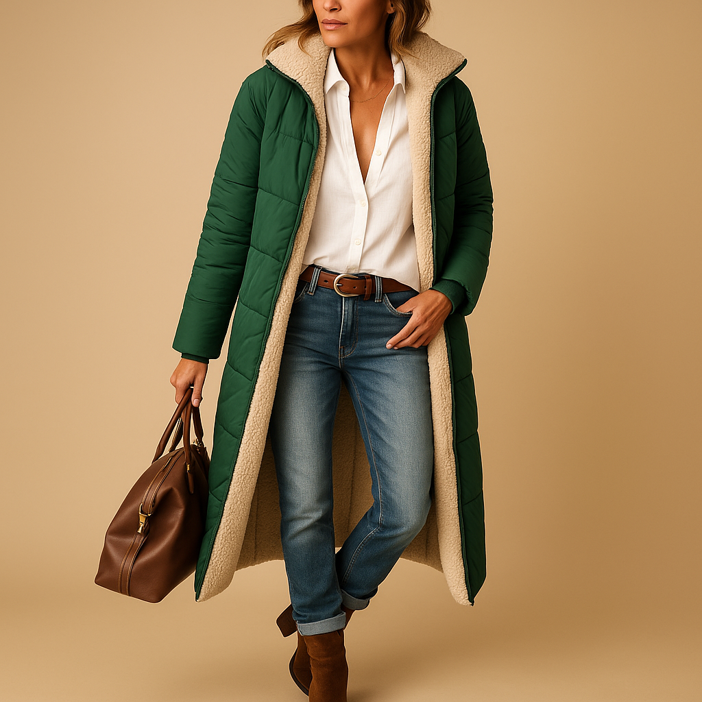 Manteau d'hiver chic noir Cassandra de Danoir Paris, modèle FR1047, avec coupe élégante et détails sophistiqués.