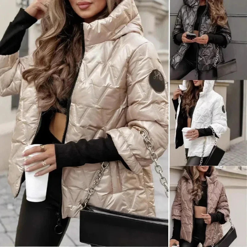 Veste d'hiver chic Lunara de Danoir Paris, rose poudré, coupe élégante, idéale pour la saison froide.