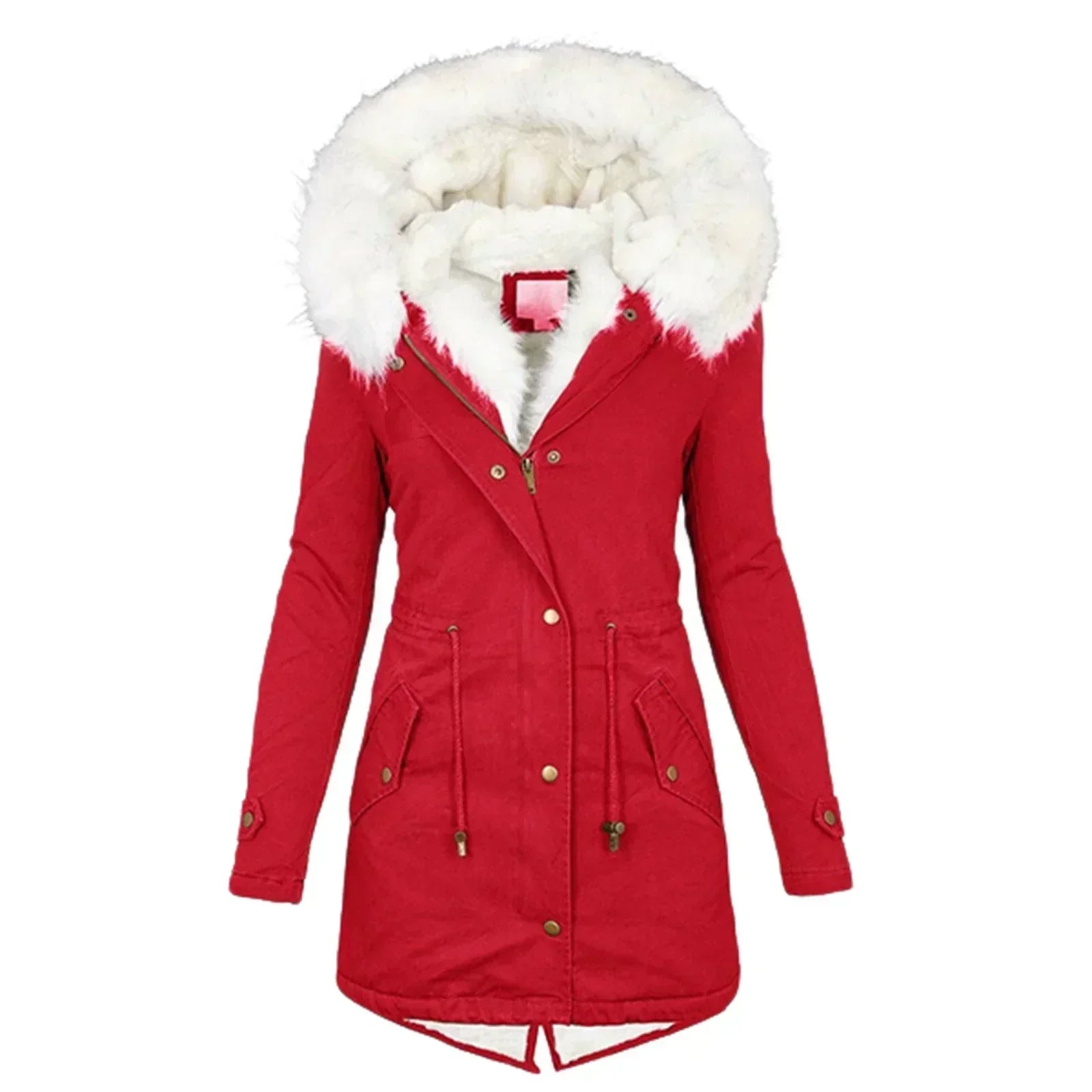 Manteau d'hiver élégant Giulia de Danoir Paris en rose, coupe sophistiquée, parfait pour la saison froide.