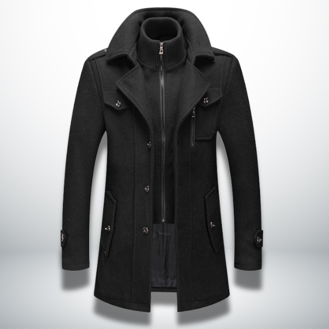 Manteau d'hiver élégant Angelo de Danoir Paris en bleu marine, veste chaude et sophistiquée pour homme.