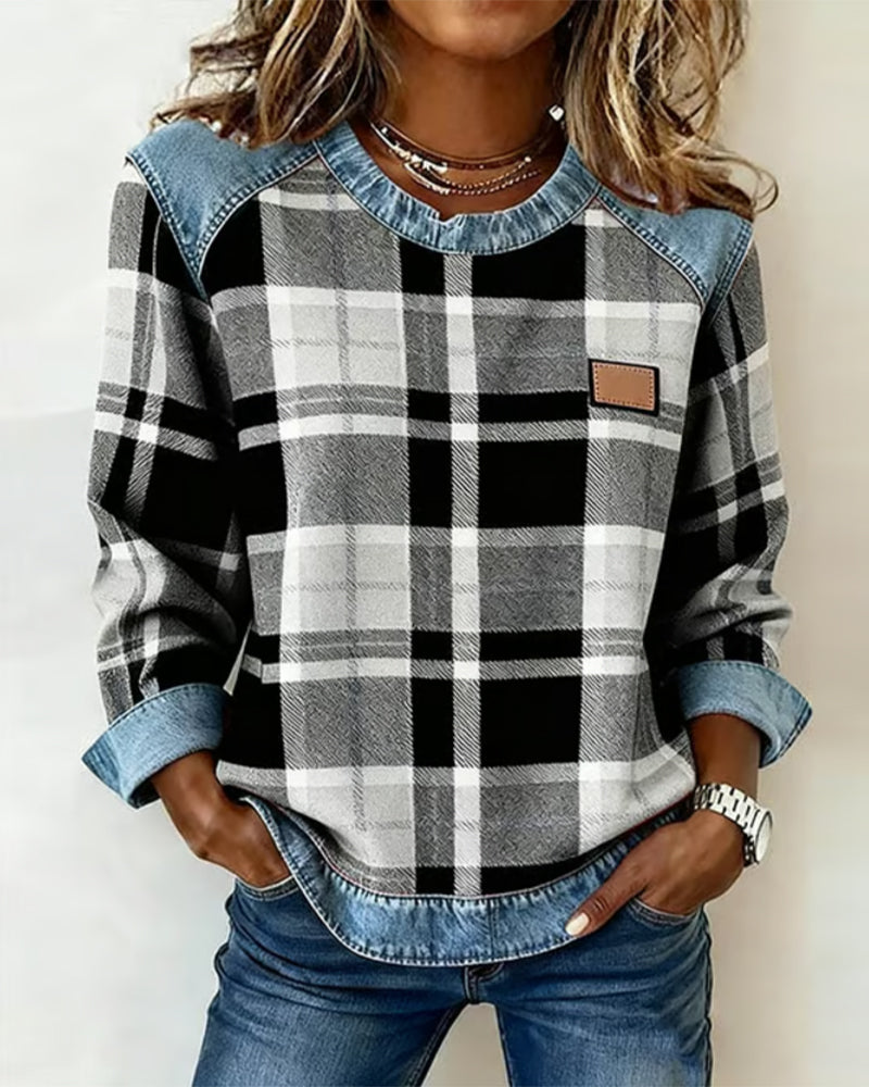 Sweatshirt patchwork audacieux Célia de Danoir Paris en orange, vue en gros plan, tissu confortable et design coloré.