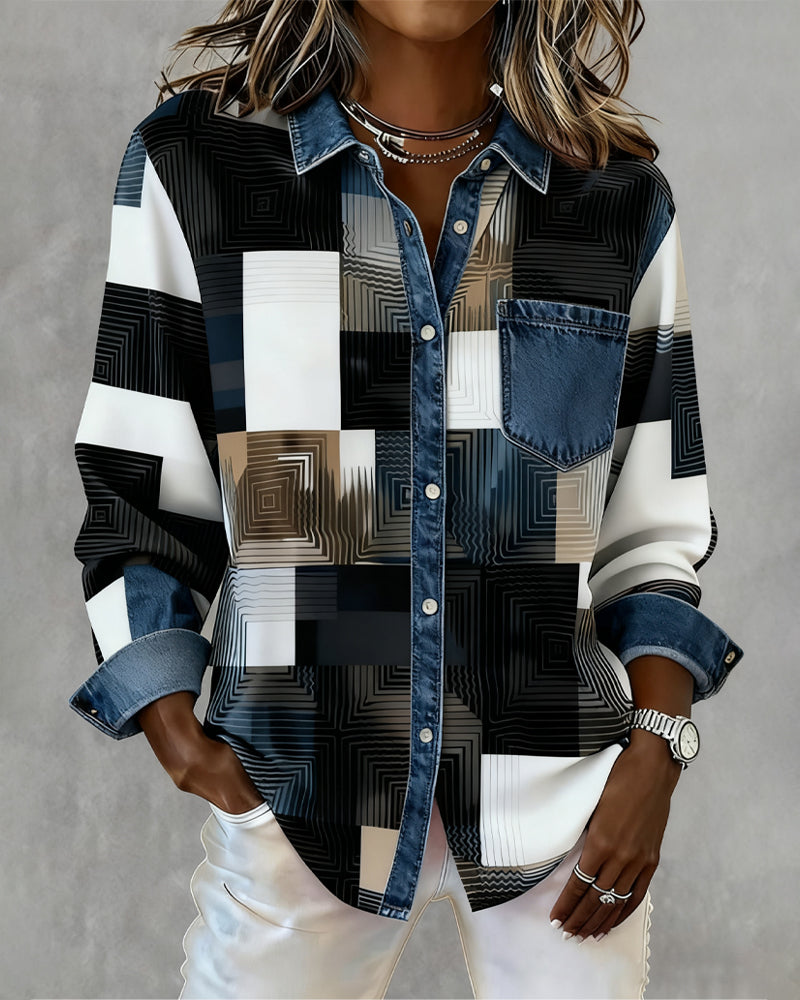 Chemise à blocs de couleur Céline Danoir Paris, rouge, manches longues, coupe élégante, tissu léger, style moderne et sophistiqué.