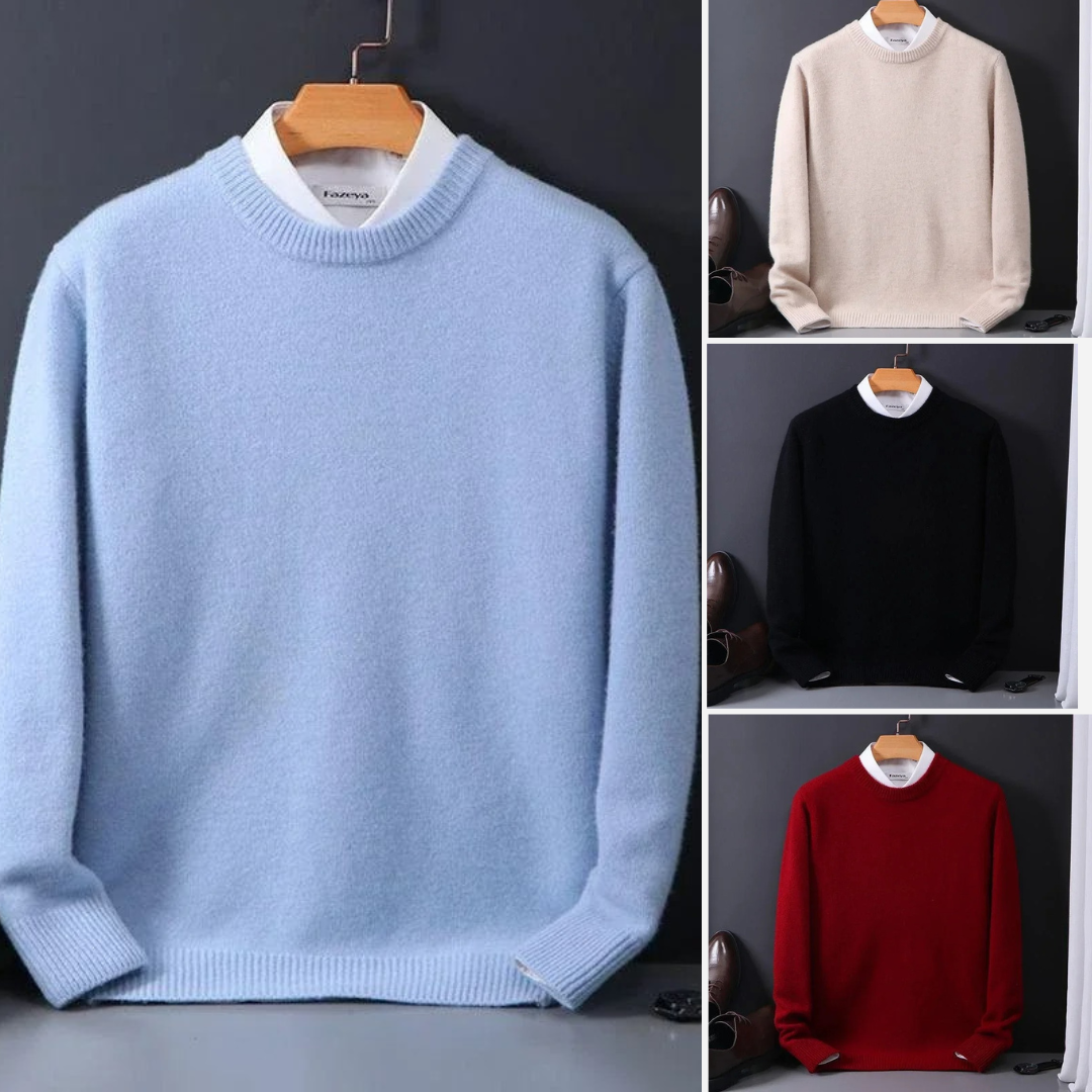Pull en cachemire noir Thierry de Danoir Paris, élégant et doux, porté par un mannequin.
