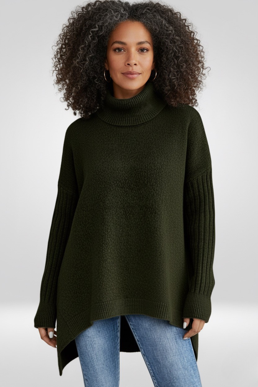 Pull asymétrique beige Isabelle de Danoir Paris, taille XS, style chic et tendance, en laine douce et confortable.