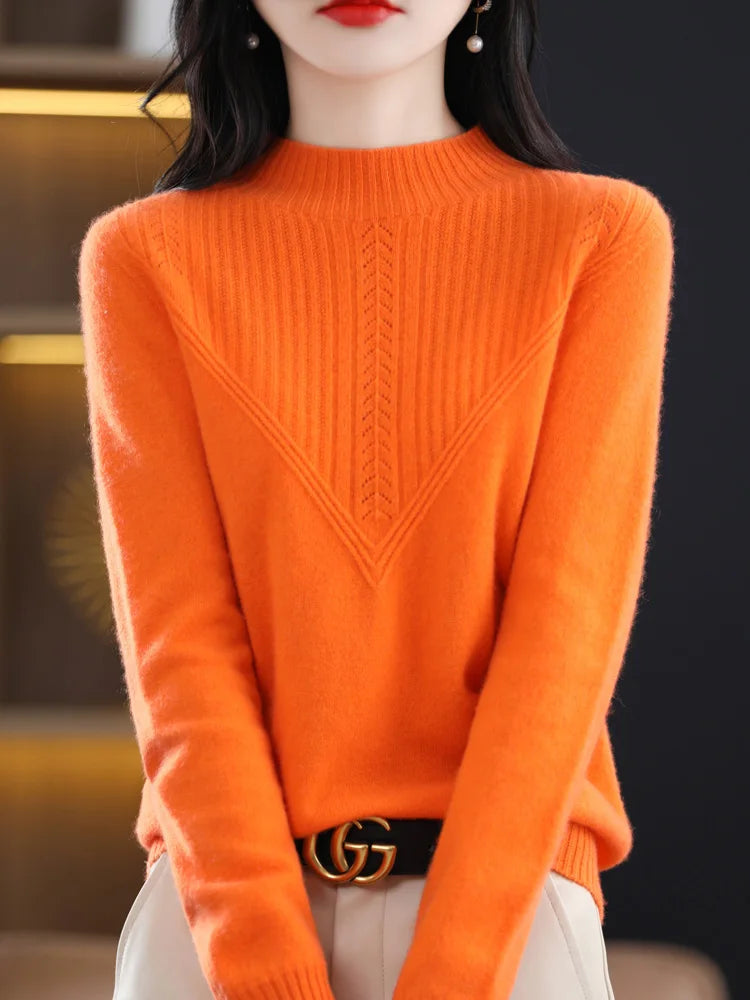 Pull en cachemire violet Liora de Danoir Paris, élégant et confortable, avec un design sophistiqué et des détails raffinés.