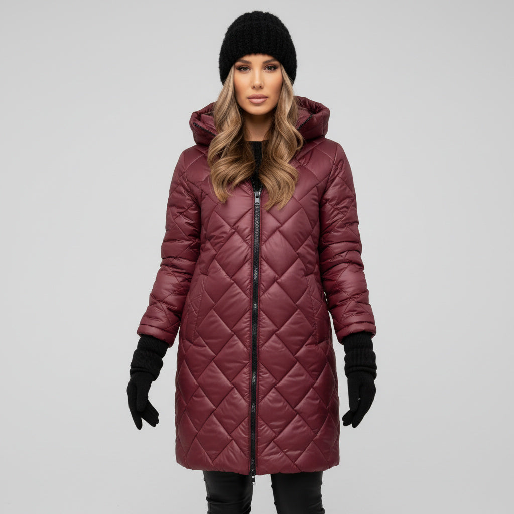 Veste élégante et chaude Bogna de Danoir Paris en rose poudré, design sophistiqué et confort optimal.